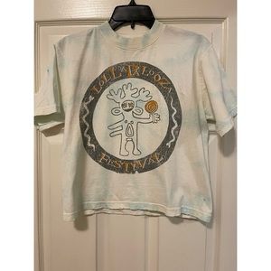 2023 Lollapalooza Cropped Tshirt. Light white/tie dye